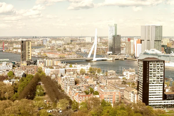 Вид с воздуха на горизонт Роттердама — стоковое фото