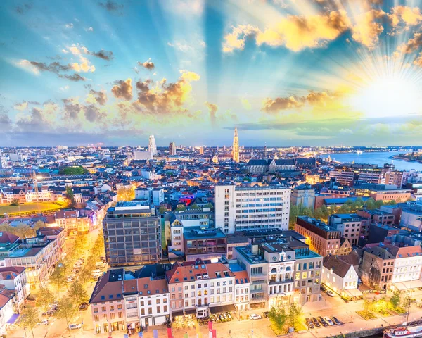 Vista aérea de Antuérpia, Bélgica — Fotografia de Stock