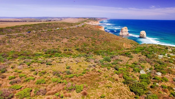 十二使徒定員会の海岸線、オーストラリアの空撮 — ストック写真