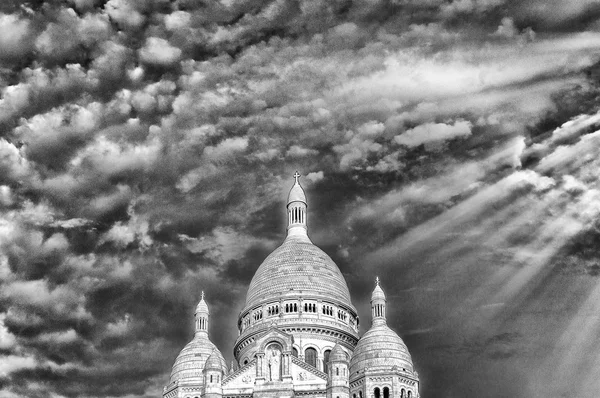 Bazilika Sacre Coeur, Paříž. Černobílé zobrazení — Stock fotografie