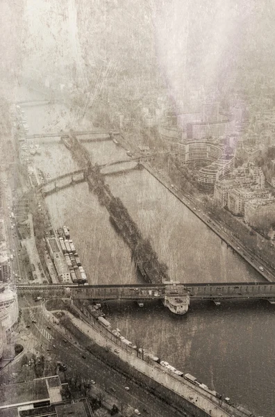 Vintage Flygfoto över Paris, Frankrike — Stockfoto