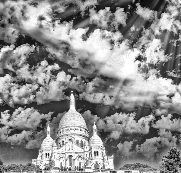 Basílica Sacre Coeur, Paris. Vista em preto e branco — Fotografia de Stock