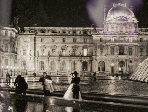 Vista vintage de la gente de París y paisaje urbano —  Fotos de Stock