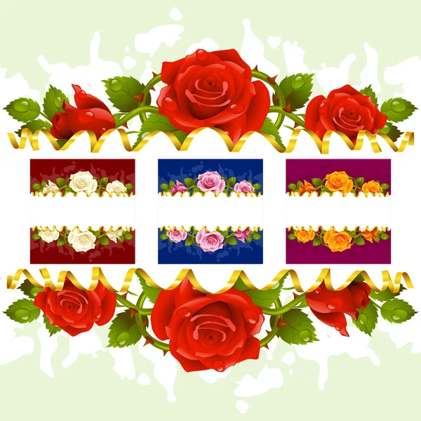 Cadre horizontal vectoriel rose blanche — Image vectorielle