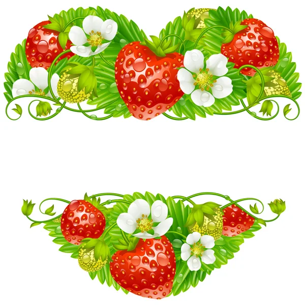 Vector strawberry frame in the shape of heart — Stock Vector