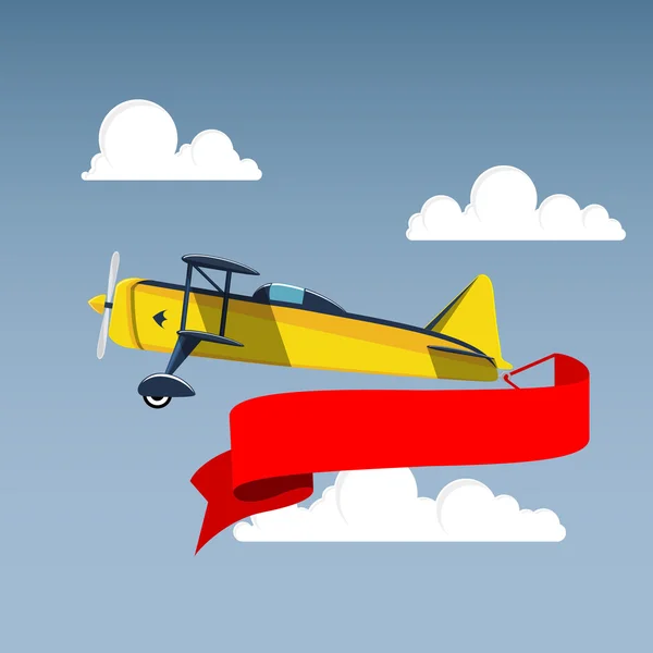 Avión con bandera en el cielo — Vector de stock