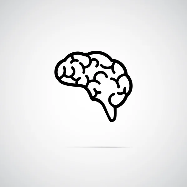 Icono del cerebro en blanco — Archivo Imágenes Vectoriales