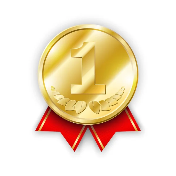 Gouden Medaille Vector Illustratie Plaats Gouden Badge — Stockvector