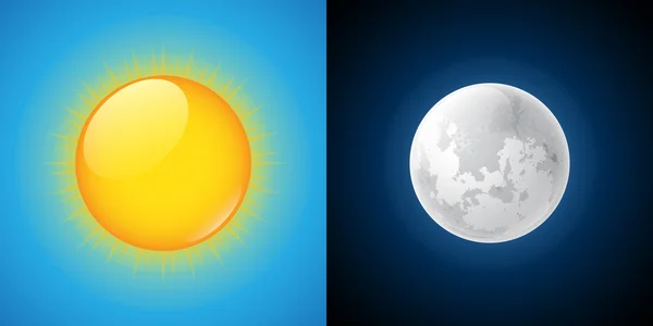 Slunce a měsíc na obloze — Stockový vektor