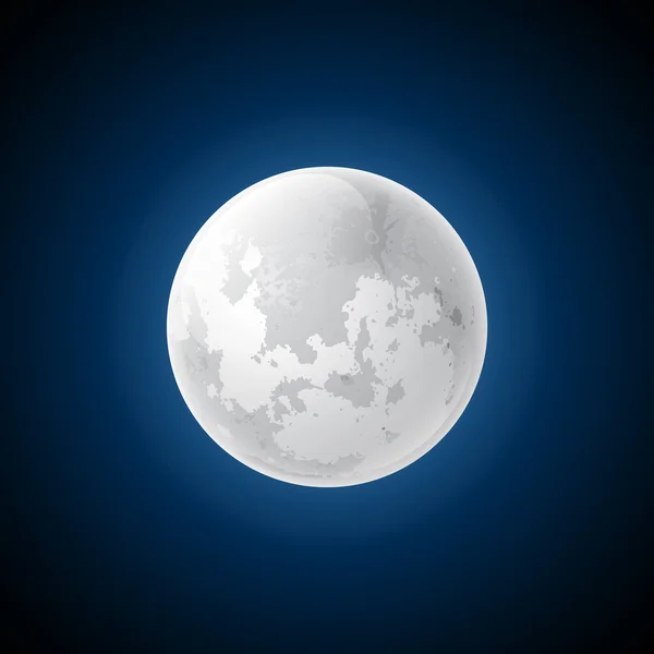 Luna piena su cielo blu scuro — Vettoriale Stock