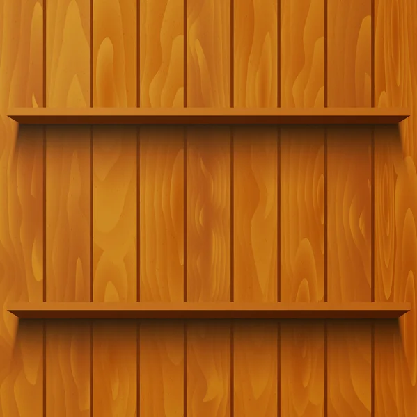 Prateleira de madeira em branco — Vetor de Stock