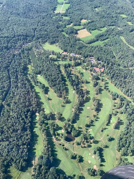 Légi Felvétel Egy Golfpályáról Nyári Szezon Európa — Stock Fotó