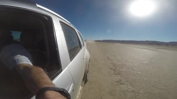 In the desert with a 4wd car. Morocco, Africa. — Stock Video