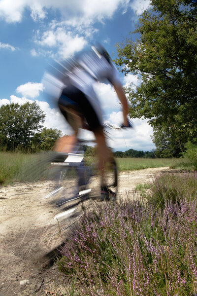 A mountain biker riding