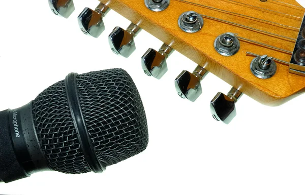 Headstock of a guitar with microphone — Stock Photo, Image