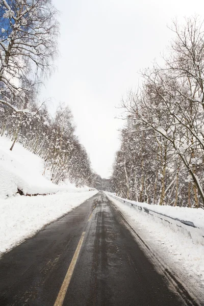 Mountain road in winter setting — Stock Photo, Image