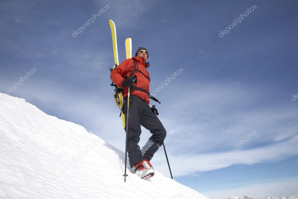 Male backcountry skier