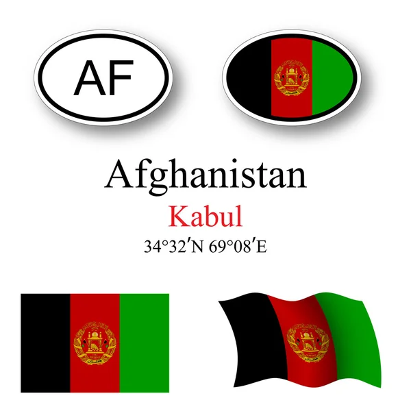 Afghanistan flags and icons set — Stock Vector