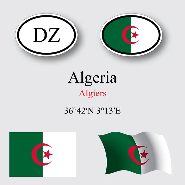 Algeria flags and icons set — Stock Vector