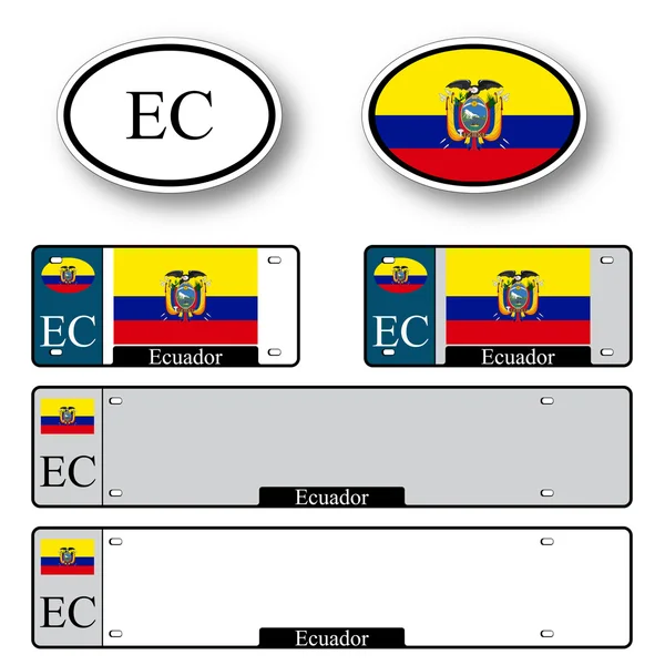 Set de autos Ecuador — Vector de stock