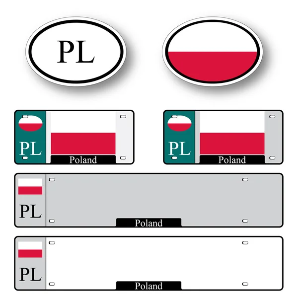 Poland auto set — Stock Vector