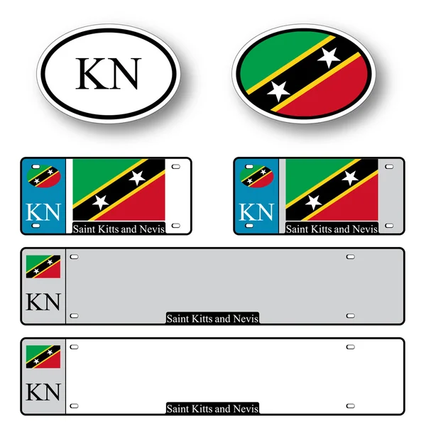 Saint kitts and nevis auto set — Stock Vector