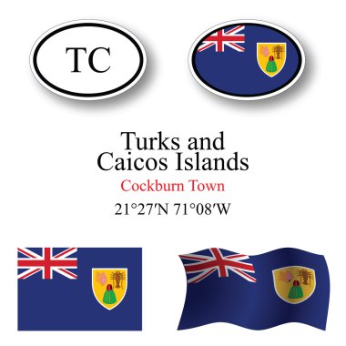 turks and caicos islands icons set