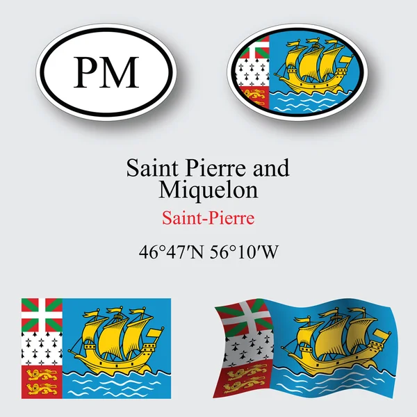 Saint pierre and miquelon icons set — Stock fotografie