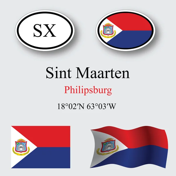 Saint martin icons set — Stock Photo, Image