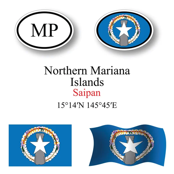 Northern mariana islands icons set — Stockfoto