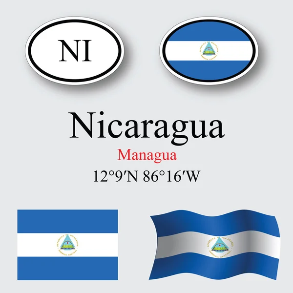 Nicaragua icons set — Stock Photo, Image