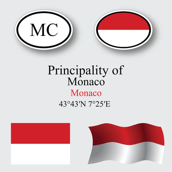 Monaco icons set — Stockfoto