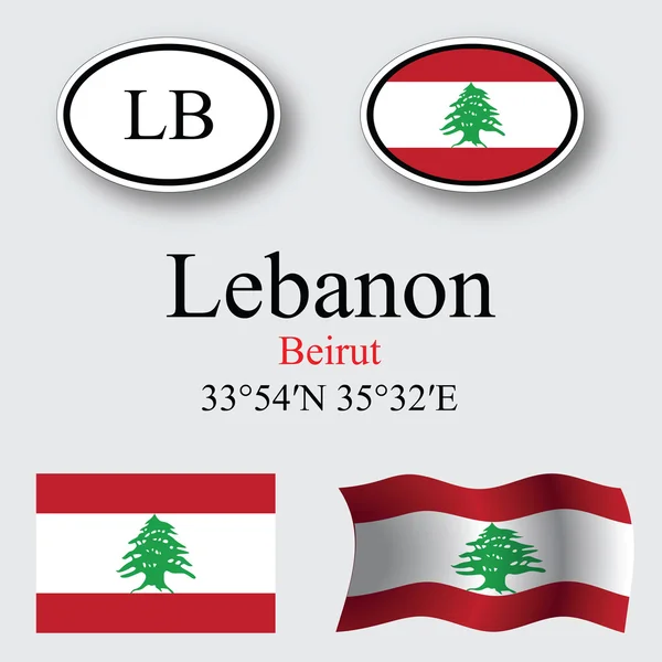 Lebanon icons set — Stock Photo, Image