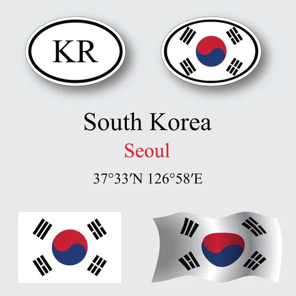 Sydkorea ikoner set — Stockfoto