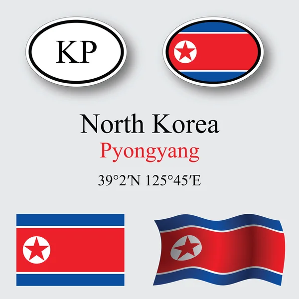 Nordkorea ikoner set — Stockfoto