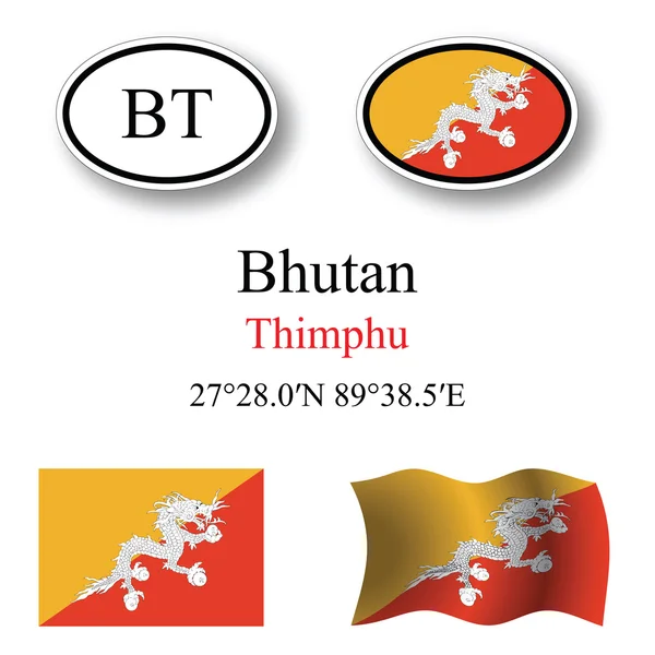 Bhutan icons set — Stock Photo, Image