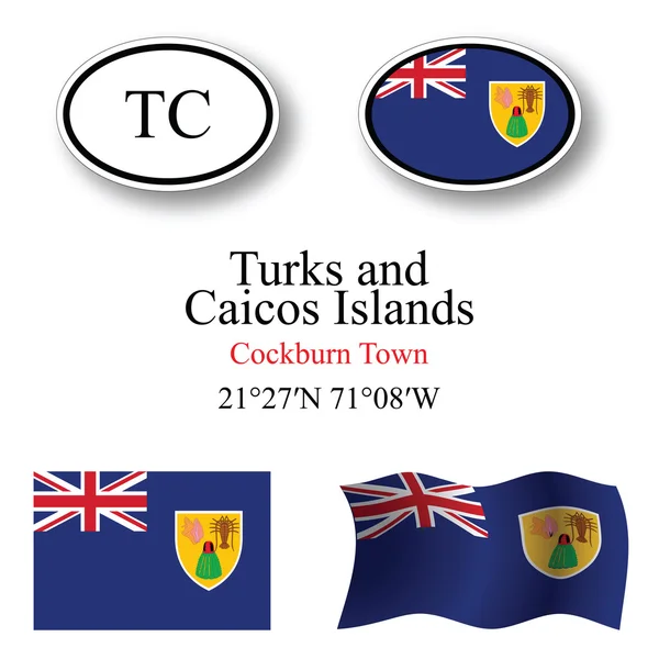 Turks and caicos islands icons set — Zdjęcie stockowe