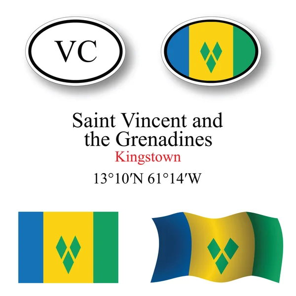 Saint vincent and the grenadines icons set — 스톡 사진