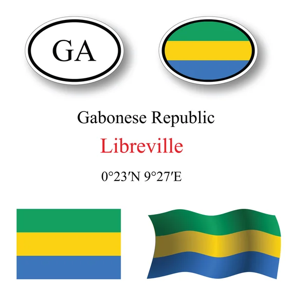 Gabonese republic icons set — Stok fotoğraf