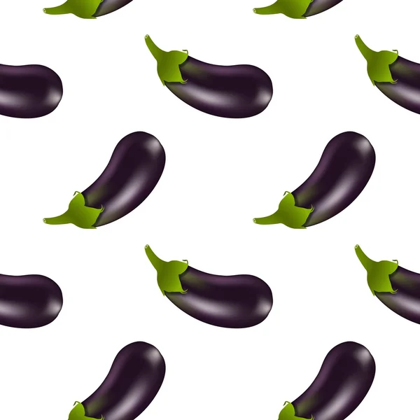 Aubergine mönster över vita — Stock vektor