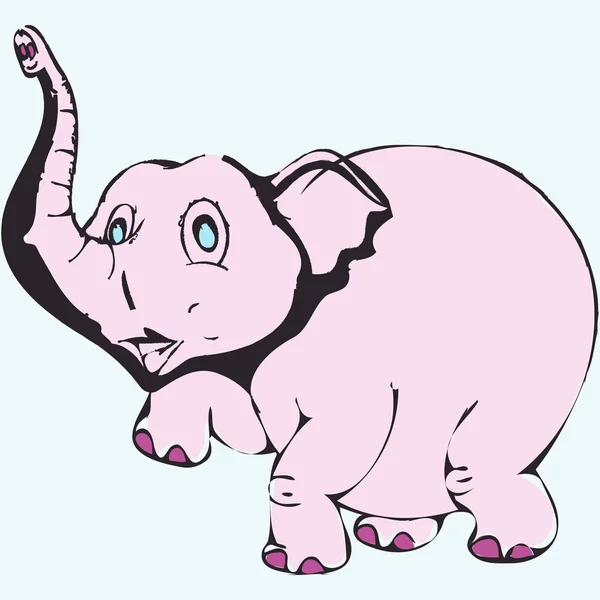 Elefante rosa sobre azul — Vetor de Stock