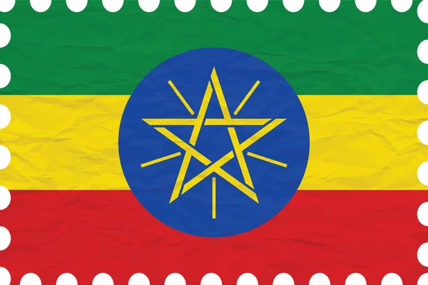 Gerimpelde papier Ethiopië stempel — Stockvector