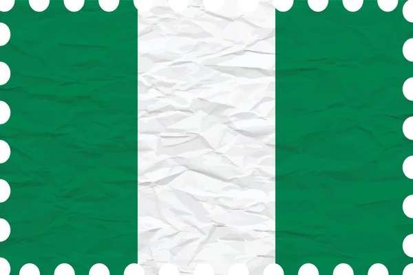 Wrinkled paper nigeria stamp — Stock Vector
