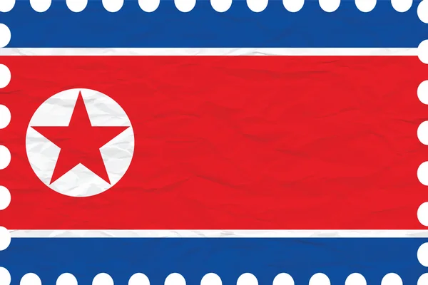 Carta stropicciata nord Corea timbro — Vettoriale Stock