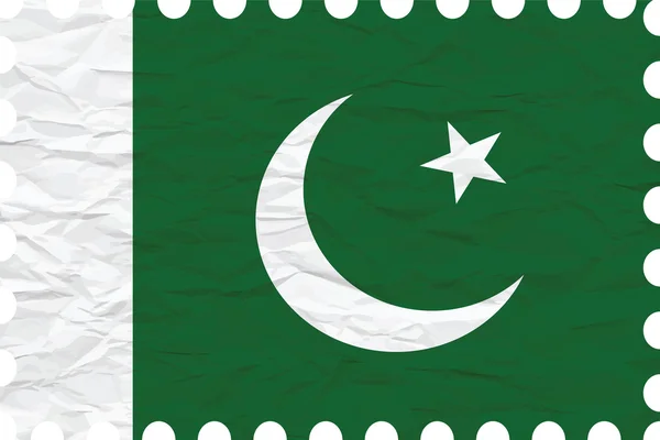 Wrinkled paper pakistan stamp — Stock Vector