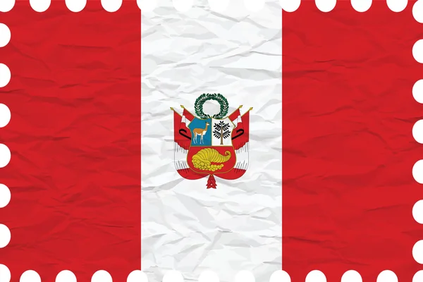 Sello de papel arrugado perú — Vector de stock