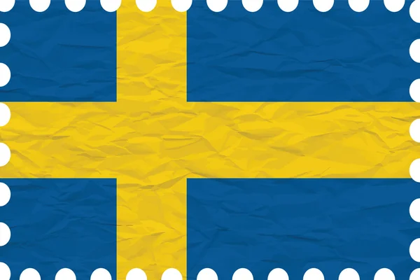 Wrinkled paper sweden stamp — Stock Vector