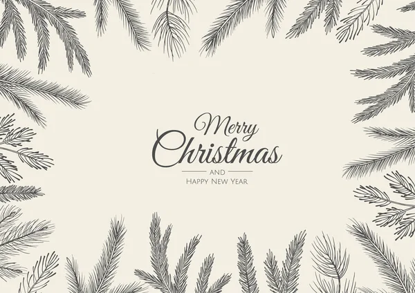 Feliz Navidad tarjeta de felicitación con árbol de año nuevo. Ilustración vectorial vacaciones. — Archivo Imágenes Vectoriales