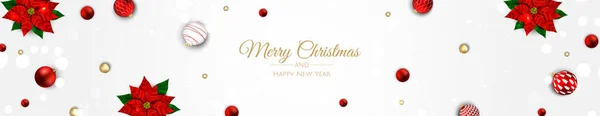 Feliz Navidad banner web. Antecedentes de invitación o saludo temporadas. — Archivo Imágenes Vectoriales