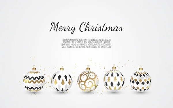 Σύνολο από χρωματιστές μπάλες Χριστουγέννων σε λευκό φόντο, εικονογράφηση — Διανυσματικό Αρχείο